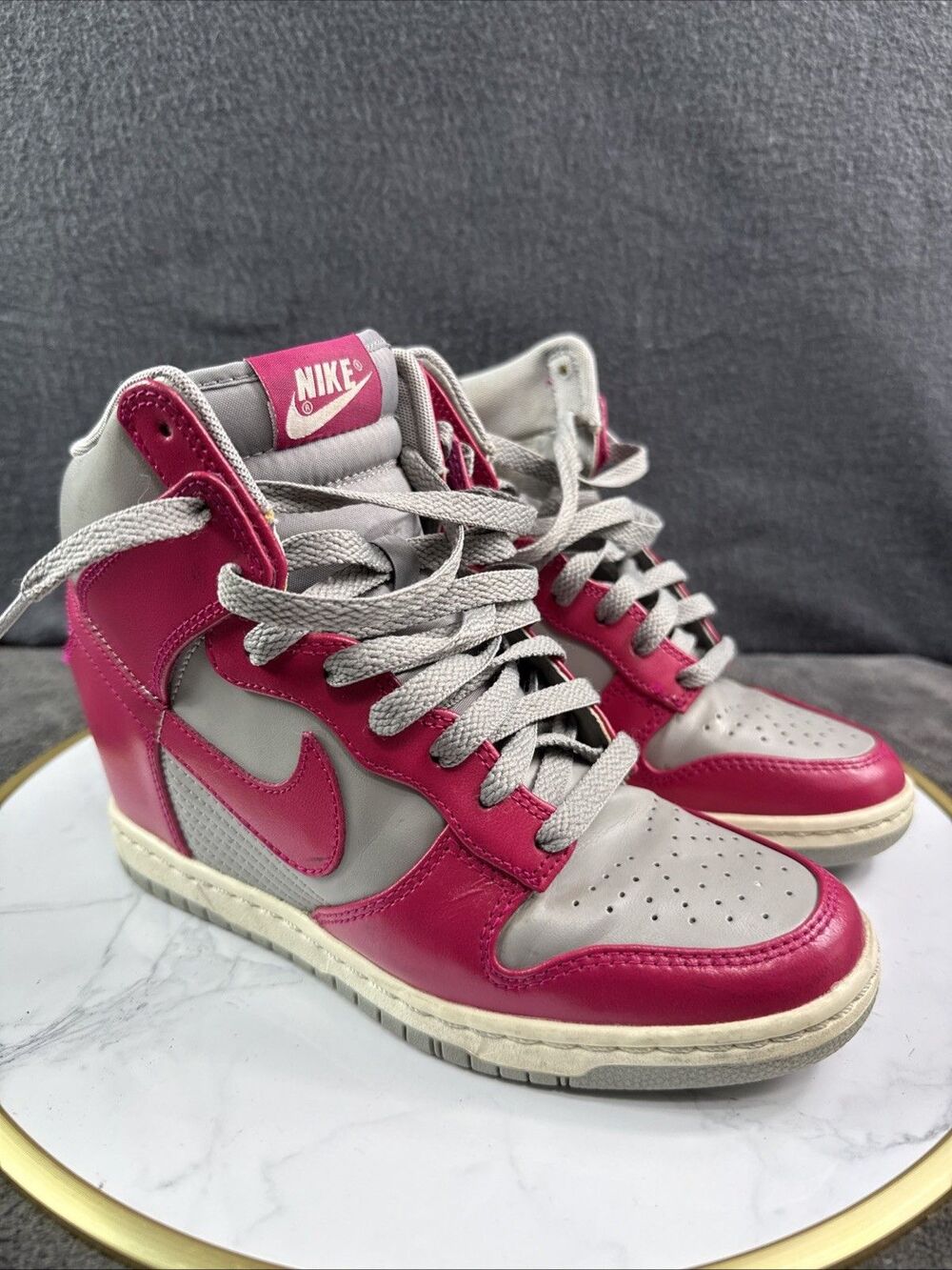 Nike Dunk Sky Hi Wedge Womens 6.5 Medium Grey Sport Fuchsia Sail Sneaker 528899-